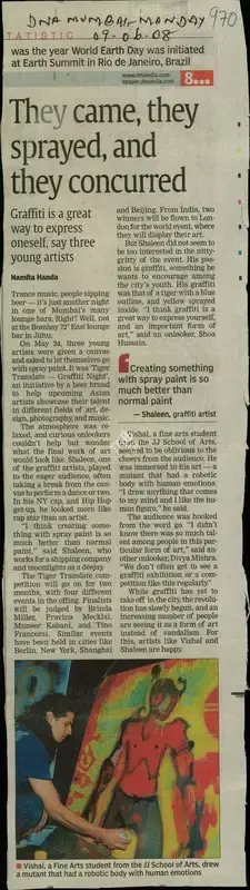 Namita Handa (Reporter), They Came, They Sprayed, and They Concurred, 2008, Newspaper Clipping