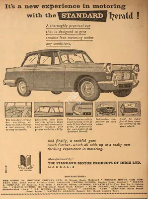 Standard Motor (Advertiser), It's a Experience in Motoring with the Standard Herald !, 1961, Advertisement