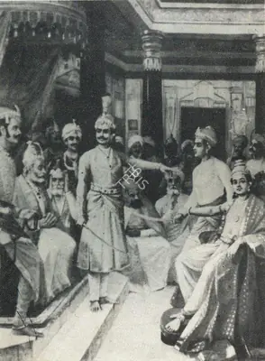 Raja Ravi Varma (Artist), Shri Krishna as envoy, 1905, Painting