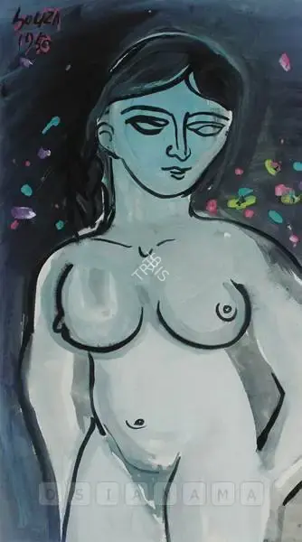 F.N. Souza (Artist), Female Nude, 1950, Painting