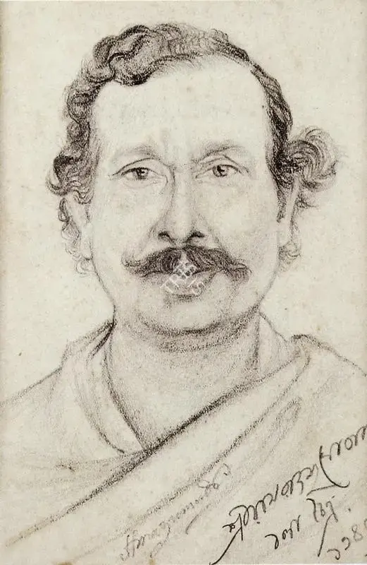 Hemendranath Mazumdar (Artist), Portrait of Raj Bahadur Ghose, Drawing
