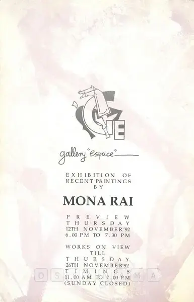 Mona Rai (Artist), Mona Rai, 1992, Solo Exhibition Catalogue