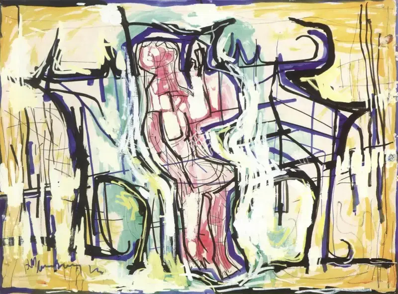 L. Munuswamy (Artist), A Composition, 1964, Painting