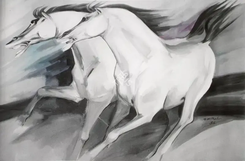 B. Vithal (Artist), Horses, 1986, Painting