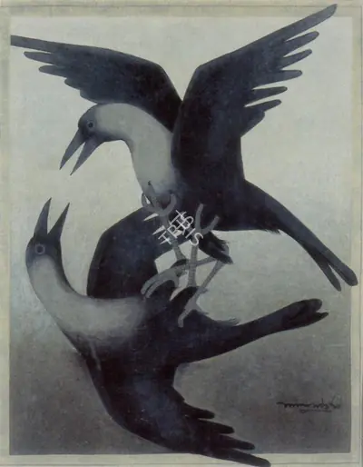 Lalu Prasad Shaw (Artist), Crows, 1990, Painting