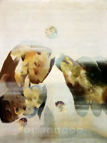Bimal Dasgupta (Artist), Marinescape With Fish, 1981, Painting