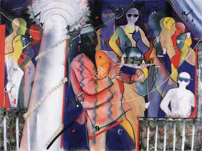 Vinod Dave (Artist), At Five Star Reception, 1995, Painting