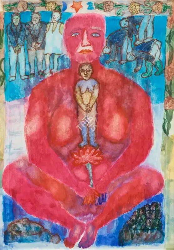 Arpita Singh (Artist), Untitled (Woman in Pink), 1996, Painting