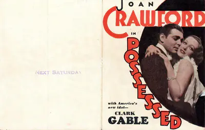 Clarence Brown (Director), Possessed, 1931, Handbill