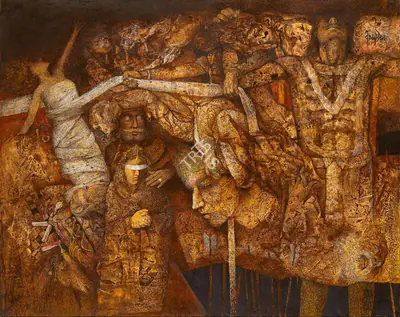 Arup Das (Artist), Pages of the Epic, Mahabharata, 1991, Painting