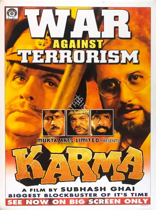 Subhash Ghai (Producer), Karma, 1986, Full Sheet Poster