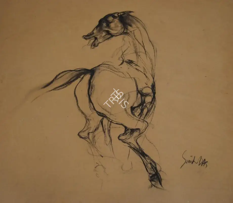 Sunil Das (Artist), Running Horse, Drawing