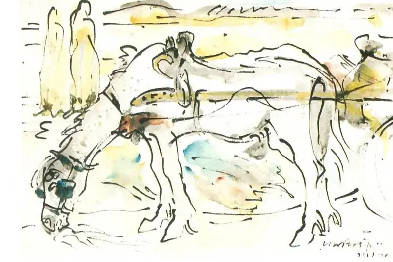 Ramkinkar Baij (Artist), Horse, Painting