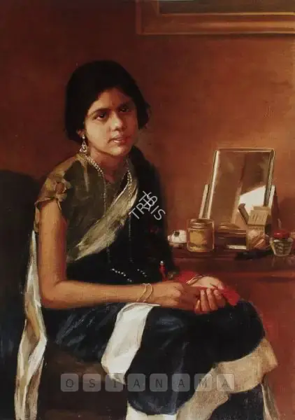 Hemendranath Mazumdar (Artist), Lady In Her Dressing Room, Painting