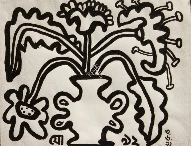 Jogen Chowdhury (Artist), A Flower Vase, 1992, Painting