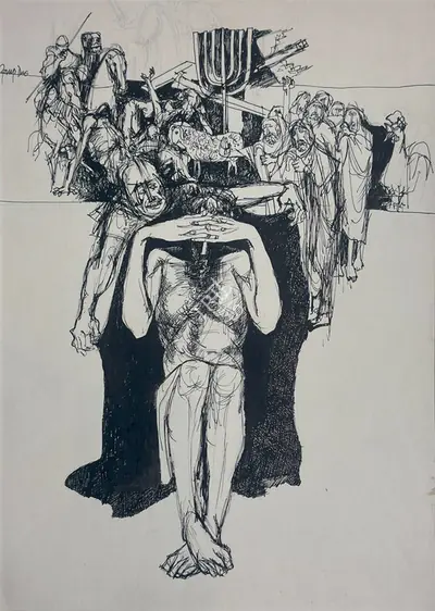Arup Das (Artist), Untitled (Gathering), Drawing