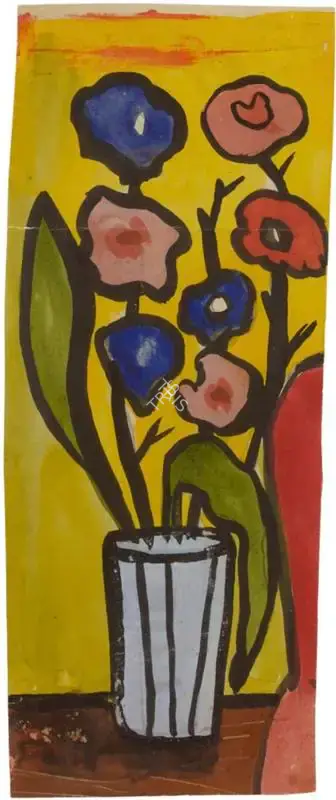 F.N. Souza (Artist), Untitled (Flowers in Vase), 1946, Painting