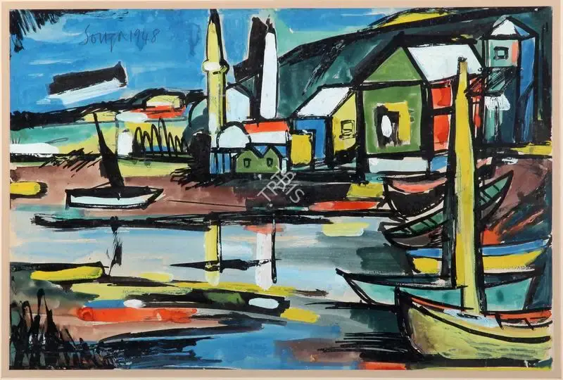 F.N. Souza (Artist), Untitled (Goan Village), 1948, Painting