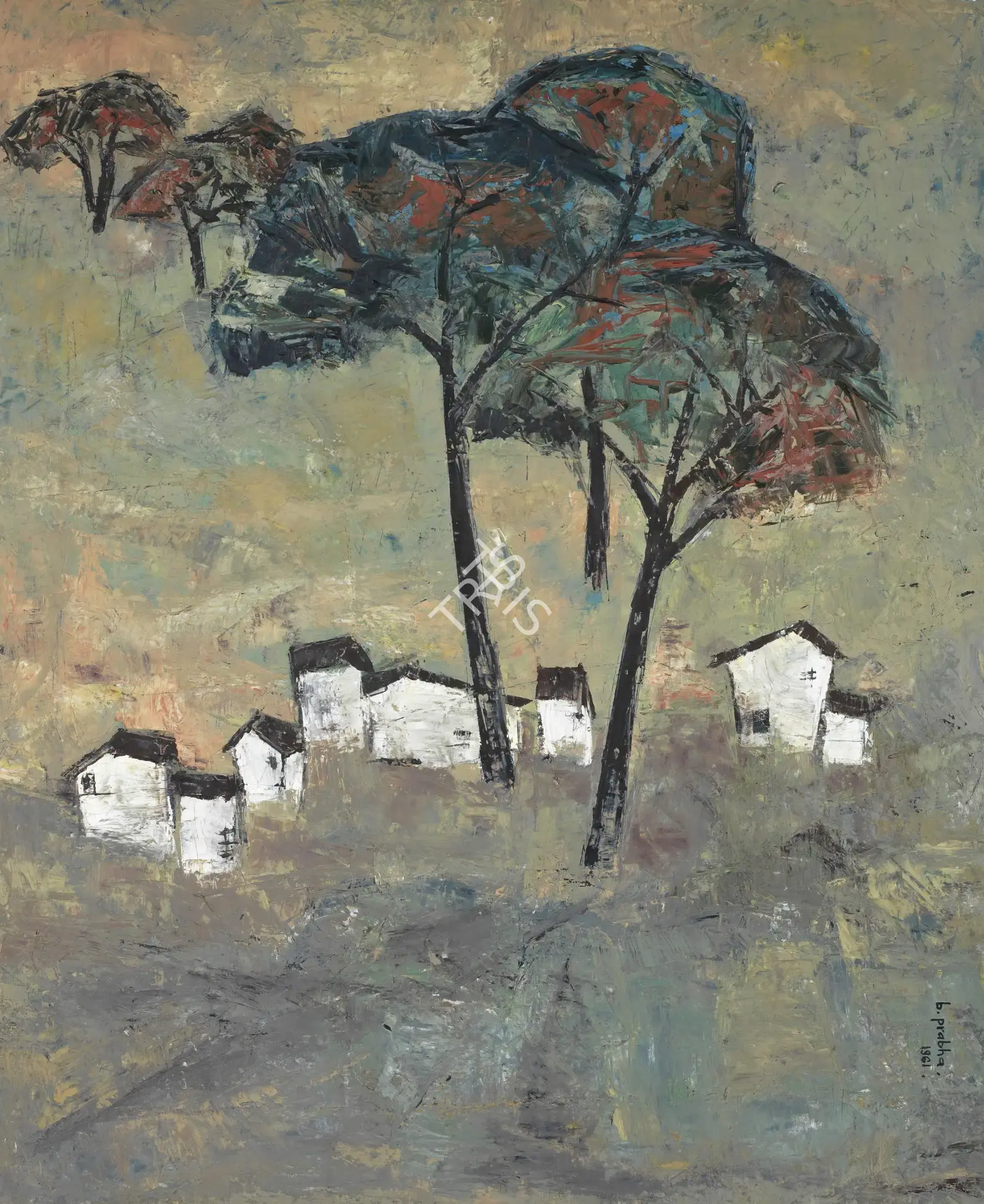 B. Prabha (Artist), Landscape, 1961, Painting