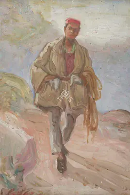 Prahlad Karmakar (Artist), Himalayan Boy, Painting