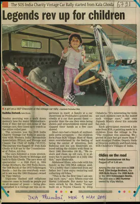 Radhika Dwivedi (Reporter), Legends rev up for Children, 2006, Newspaper Clipping