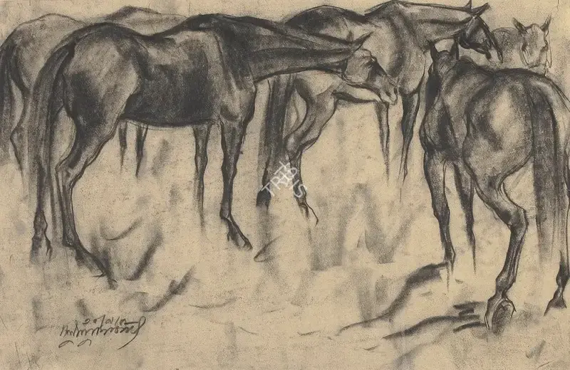 Das, Sunil (Artist). Horses IV, 1952 | Painting, Ch.NeY/11.09.19, 2019 · Christie's
