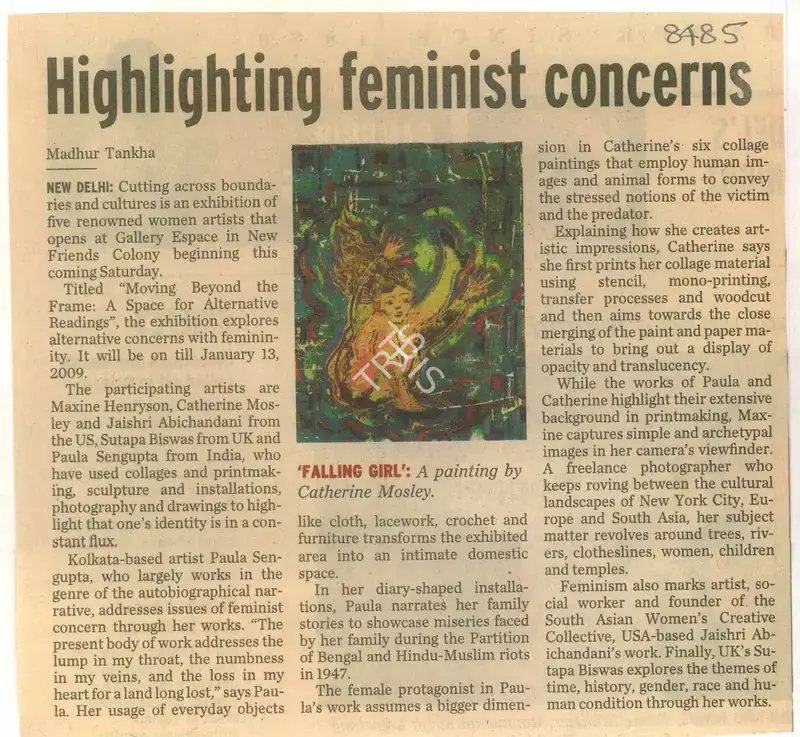 Madhur Tankha (Reporter), Highlighting Feminist Concerns, 2008, Newspaper Clipping