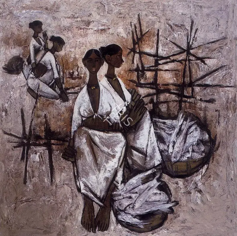 B. Prabha (Artist), Fisherwomen, 1963, Painting
