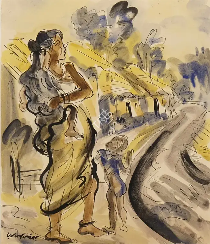Ramkinkar Baij (Artist), Village Woman, Painting