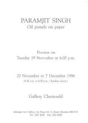 Paramjit Singh (Artist), Paramjit Singh, 1996, Solo Exhibition Invitation