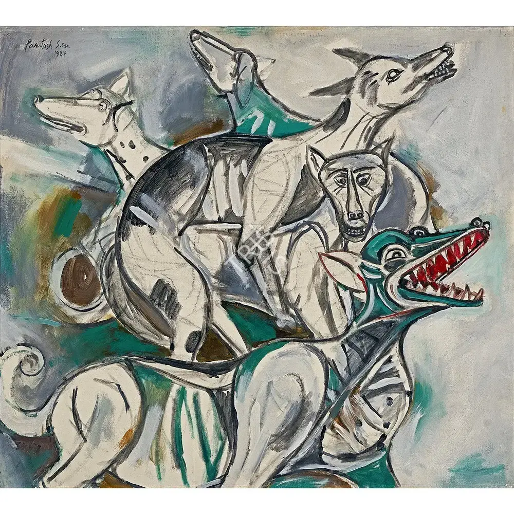 Paritosh Sen (Artist), Nobody's Dogs, 1987, Painting