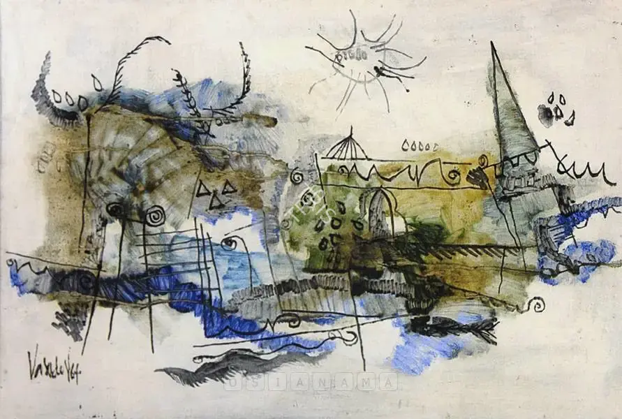 S.G. Vasudev (Artist), The Sun And The Landscape, 1964, Painting