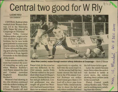 Laxmi Negi (Reporter), Central two good for W Rly, 2006, Newspaper Clipping