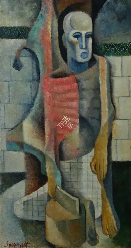 Somnath Hore (Artist), Untitled (Meat-Wallah), 1960, Painting
