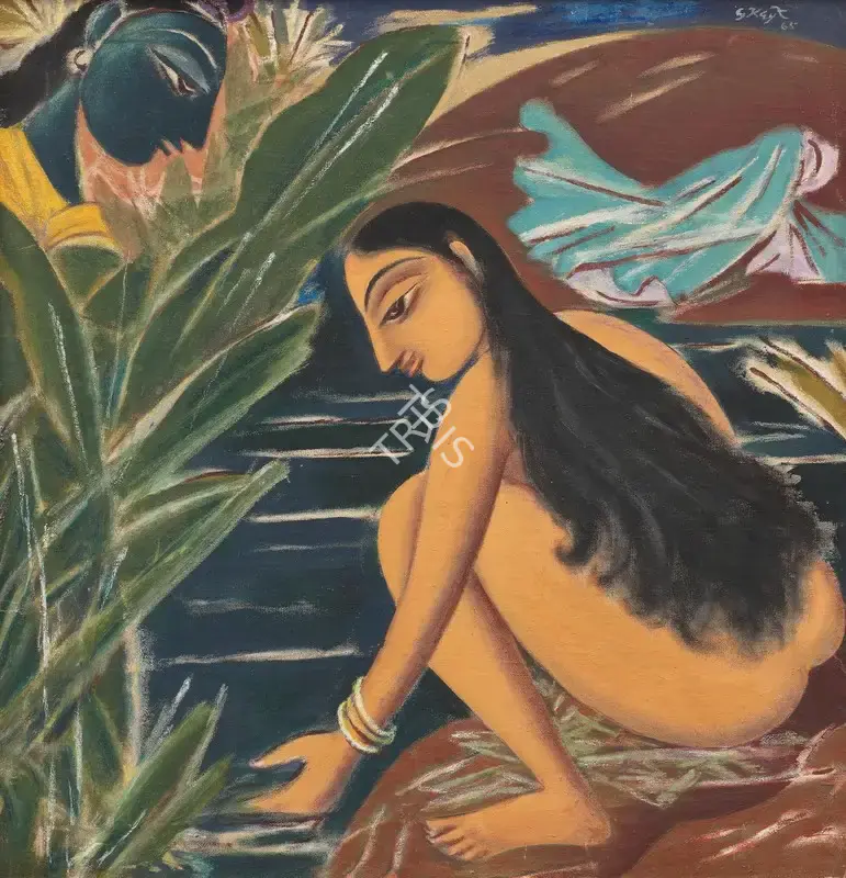 Keyt, George (Artist). Untitled (Radha and Krishna), 1965 | Painting, Bon.Lon/14.11.23, 2023 · Bonhams