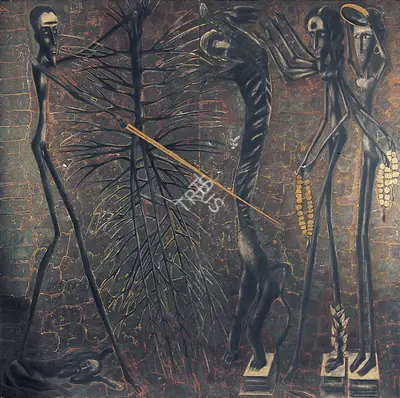 Ved Nayar (Artist), Mankind 2194 Despair & Hope Of Kalpavriksha, 1994, Painting