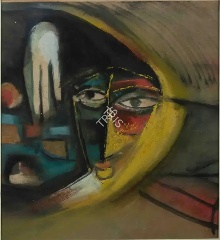 Sen, Sunil Madhav (Artist). Untitled (Head Study/Girl with Hare), n.d. | Painting, Pr.Mum/15.07.25, 2025 · Prinseps