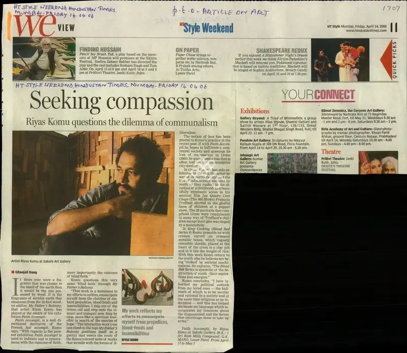 Gitanjali Dang (Reporter), Seeking compassion, 2006, Newspaper Clipping