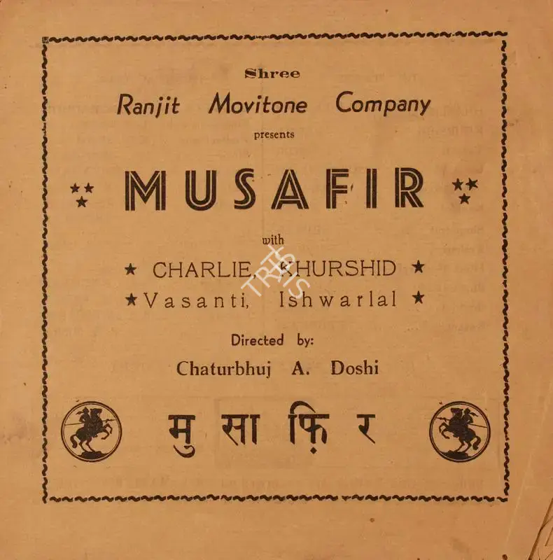 Chaturbhuj A. Doshi (Director), Musafir, 1940, Song-Synopsis Booklet