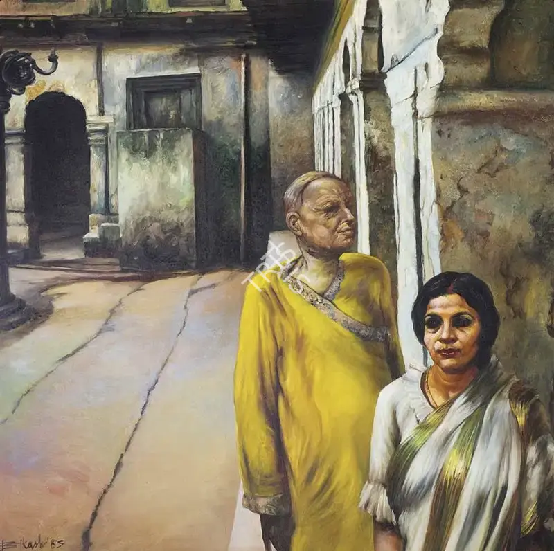 Bhattacharjee, Bikash (Artist). Devendranarayan and Dayavati, 1983 | Painting, AG.Mum/17.12.25, 2025 · Asta Guru