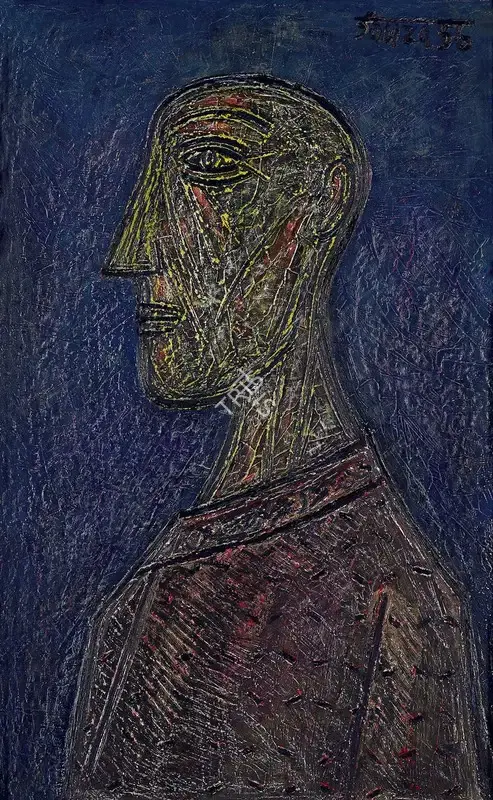 Souza, F.N. (Artist). Profile Of A Man, 1956 | Painting, AG.Onl/30.04.22, 2022 · Asta Guru