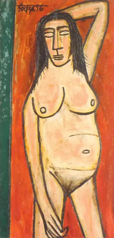 F.N. Souza (Artist), Nude, 1956, Painting