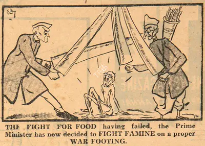 Basu Chatterjee (Cartoonist), The Fight for Food, 1951, Cartoons