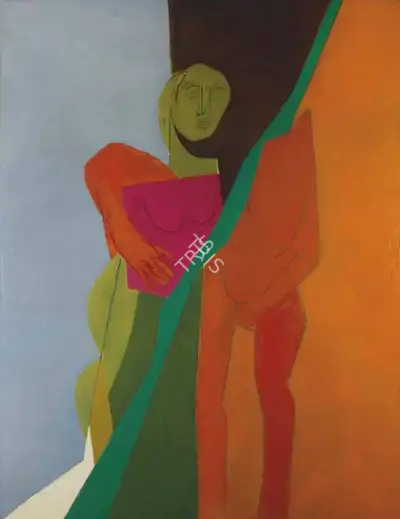 Mehta, Tyeb (Artist). Untitled (Diagonal), 1975 | Painting, Ch.Mum/18.12.16, 2016 · Christie's