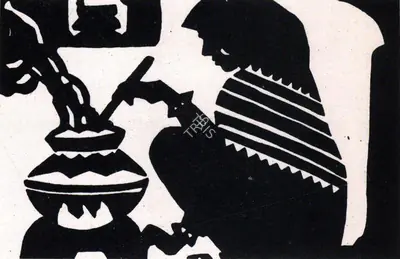 Somnath Hore (Artist), Nandalal Bose, 1929, Painting