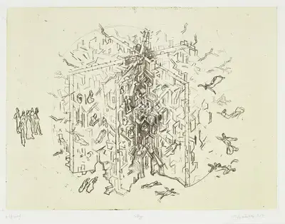 G.M. Sheikh (Artist), City, 2001, Graphic Art