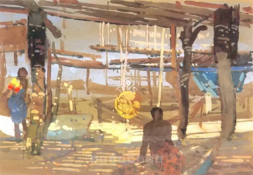 N.S. Bendre (Artist), Fishermen At Versova, 1945, Painting