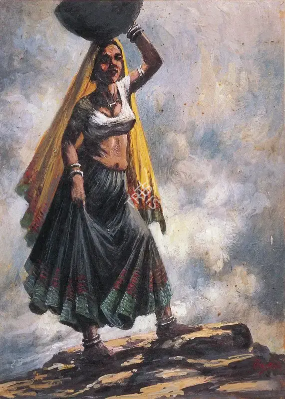 D.P. Roy Chowdhury (Artist), Village Woman, 1941, Painting