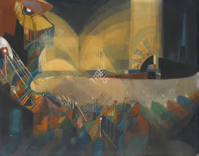 Tagore, Gaganendranath (Artist). Bed of Arrows (Bhishma), c.1922-1925 | Painting, 2015 · Sotheby's