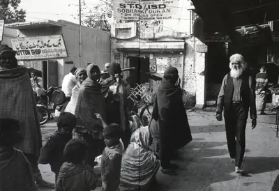 (Photographer). Huain walking barefeet in Nizamuddin Basti, New Delhi. Photographic Still, 0 | Contemporary Photograph, M. F. Husain, 2019 | Photography | 00501649